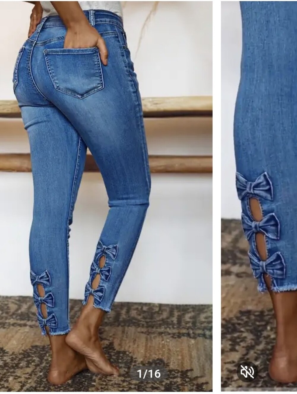 Flamingals Raw Hem Bow Tie Crop Jeans Sz.S NWT